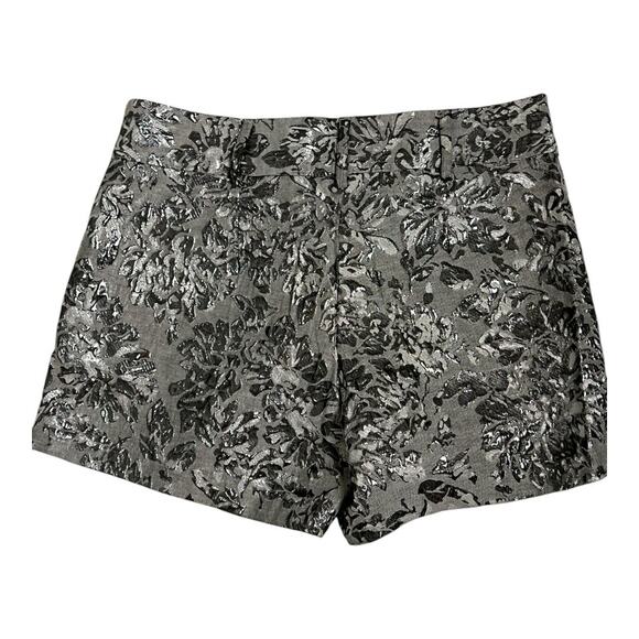 Silver Gray Metallic Trouser Shorts LC Lauren Conrad 2 Preppy Dressy Brocade - Picture 5 of 5